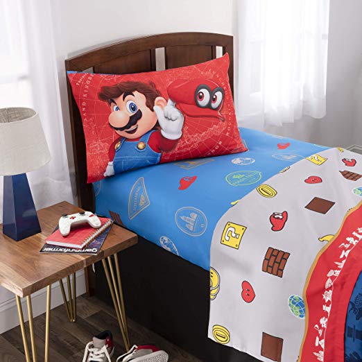 Nintendo Super Mario Odyssey Kids Bedding Soft Microfiber Sheet Set, Twin Size 3 Piece Pack