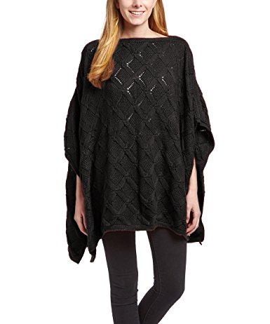 Peach Couture Extra Thick Crochet Knit Diamond Weave Batwing Shawl Wrap Poncho