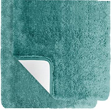 Gorilla Grip Original Premium Luxury Bath Rug, Set of 2 30x20 Inch Rugs, Incredibly Soft, Thick, Absorbent Bathroom Mat Rugs, Machine Wash and Dry Carpet, Plush Mats for Bath Room, Shower, Spa Blue