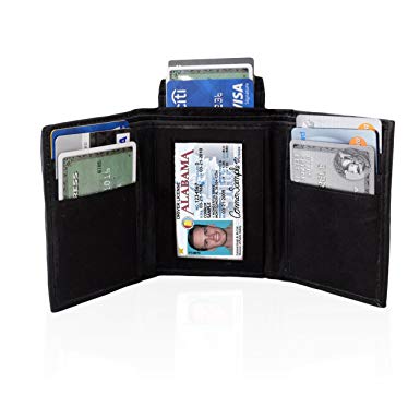 AFONiE Genuine Leather Trifold Wallet For Men