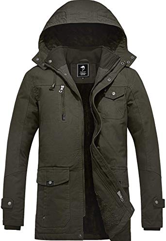 YXP Men's Winter Thicken Cotton Parka Jacket with Removable Hood