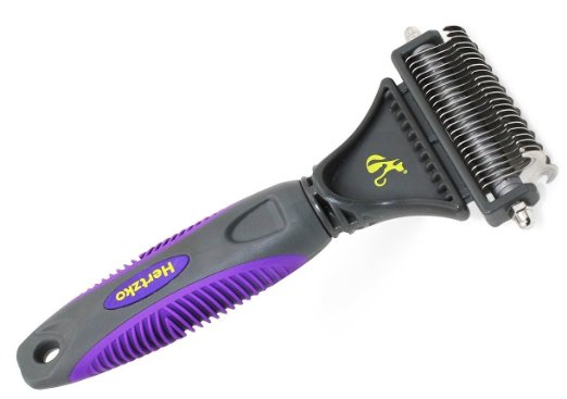 Pet Dematting Comb By Hertzko - Suitable for Dogs and Cats - Removes Loose Undercoat, Mats and Tangled Hair- Great Tool for Brushing and Deshedding.