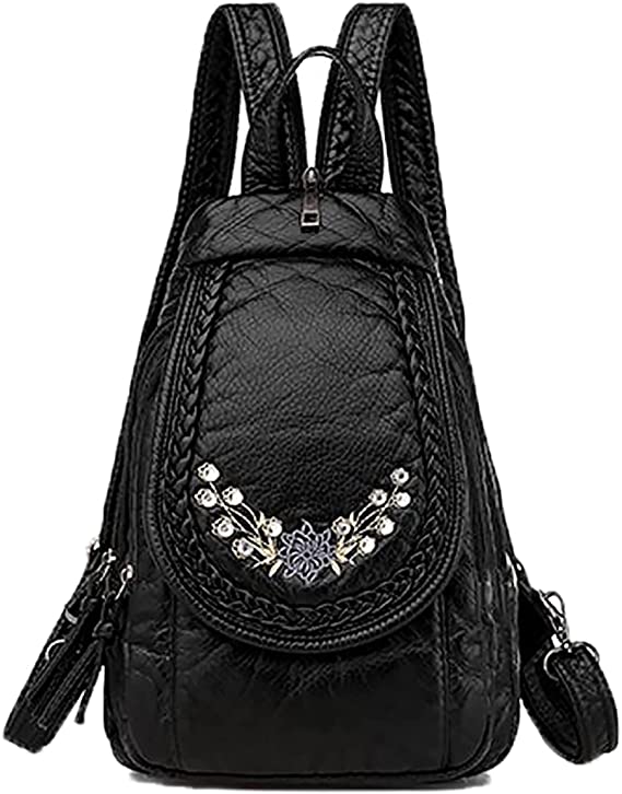 Small Backpack Purse for Women Purses and Handbags for Teen Girls Wash Leather Sling Bags Ladies Crossbody Bags Flower