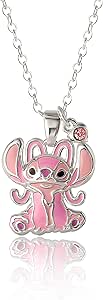 Disney Lilo & Stitch Womens Angel Necklace Official License, 16 2 Silver Plated Angel Pendant Necklace