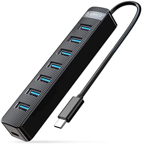 ORICO USB C Hub, USB C Adapter with 7 USB 3.0 Ports for MacBook Pro, Chromebook, Phone, Hard Flash Drive, Other USB C Laptop