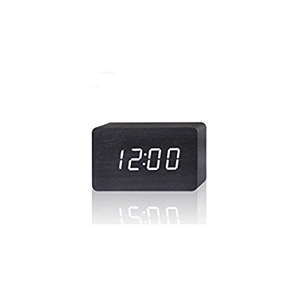 KABB Light Brown Wood Grain LED Light Alarm Clock - Shows Time and Temperature - Good Sound Control - Latest Generation (USB/4xAAA) - Excellent Size - Made of Natural