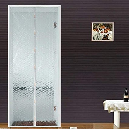 Flyzzz Magnetic Screen Door Curtain， Prevent Air Conditioning Loss ,Enjoy Cool Summer & Warm Winter,Thermal and Insulated Auto Closer Door Curtain (Fits Doors Up to 39.37x94.4 Inches, Creamy White)