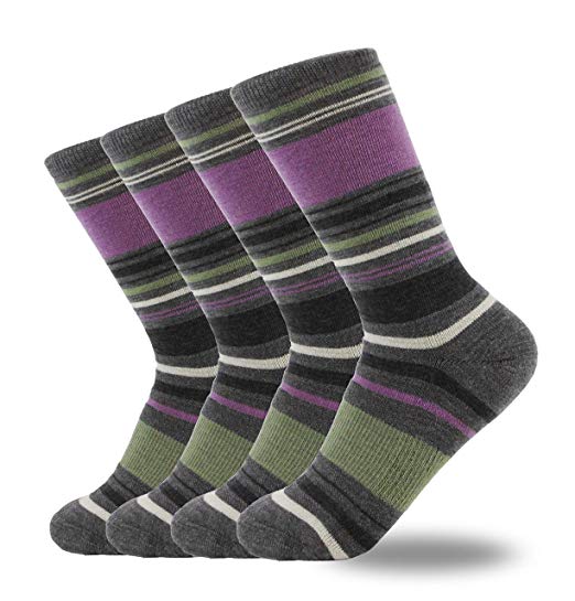 JOURNOW Women's Extra Warm 86% Merino Wool Micro Crew Cushion Outdoor Socks 4 Pair