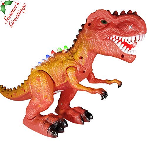 ANJ Kids Toys – New! Large 18” and Medium 13” Tyrannosaurus Rex T-Rex Walking Dinosaur Toys for Boys and Girls –- Roaring, Walking and Glowing Electric T Rex (Color May Vary) (Medium 13")