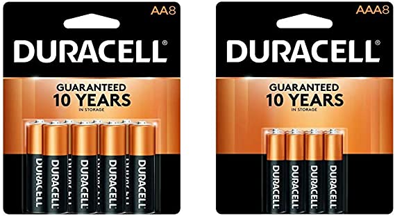 Duracell - CopperTop AA Alkaline Batteries - 8 count & - CopperTop AAA Alkaline Batteries - long lasting, all-purpose Triple A battery for household and business - 8 count