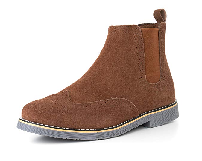 alpine swiss Mens Chelsea Boots Genuine Suede Dress Ankle Boots Wingtip Shoes