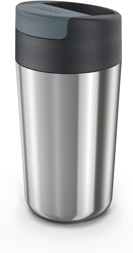 Joseph Joseph Sipp Travel mug, Hygienic, Leakproof reusable mug, Coffee & Tea Insulated Cup with Lid - 454 ml (16 fl. oz) - Steel