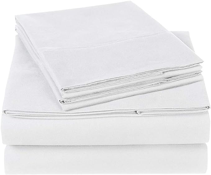 Queen Size Sheets Set - 4 Piece Set - Hotel Luxury Bed Sheets - Extra Soft - 10" Deep Pockets - Easy Fit - Breathable & Cooling - Comfy -White Solid Bed Sheets - 100% Cotton Sheets - 4 PC
