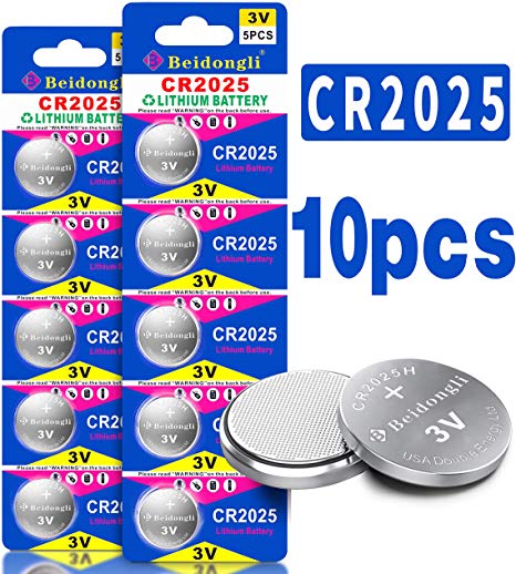 Beidongli CR2025 Battery 3V Lithium Battery Coin Button Cell 10 Pack 【5-Year Warranty】