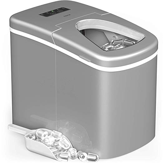 hOmeLabs Portable Ice Maker Machine for Countertop - Makes 26 lbs of Ice per 24 hours - Ice Cubes ready in 8 Minutes - Electric Ice Making Machine with Ice Scoop and 1.5 lb Ice Storage - Metallic Gray