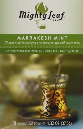 Mighty Leaf Marrakesh Mint Tea, 15 Whole Leaf Pouches, 1.32 Oz.