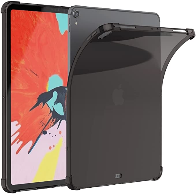 Asgens iPad Pro 12.9'' 2018 Case, Black Clear Silicone Case Flexible Soft TPU Silicone Protective Cover For 2018 iPad Pro 12.9 inch Model A1876/A1895/A1983/A2014