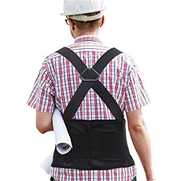 CROSS1946 Industrial Work Back Support Belt Removable Suspender Back Brace for Lifting-Adjustable Double Pull Strap Lumbar Lower Back Support Belt-Waist 27" -45" for Men &Women