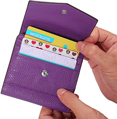AINIMOER Leather Small Card Holder Women's RFID Blocking Zipper Wallets, Ladies Mini Bifold Pocket Purse