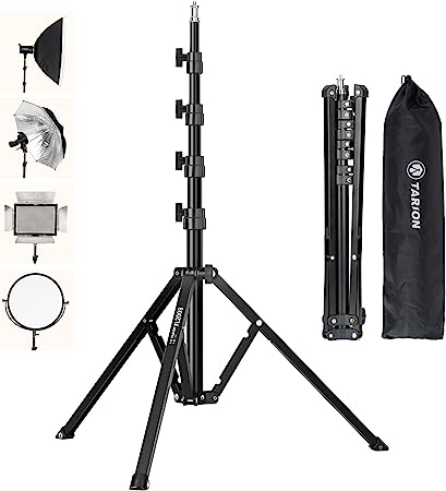 TARION Studio Light Tripod Stand Photographic Lighting Stand 78.7"/6.6ft Foldable Aluminum Photography Light Stand Boom for Reflector Umbrella Softbox Ring Light Background FL2009