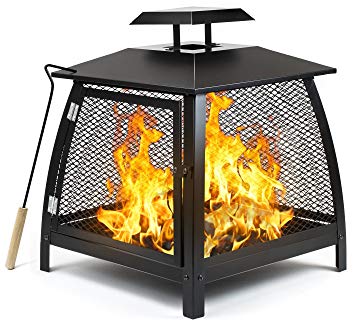 Sorbus Fire Pit Basket with Door and Poker Tool, Outdoor Fire Place Pit Brazier for Patio Heating or Incinerator for Garden Waste, Great for Backyard, Camping, Picnic, Bonfire, etc (Fire Pit Basket)