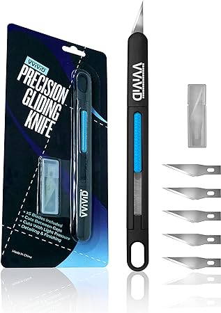 VViViD Precision Gliding Craft Hobby Knife, Retractable, Safety Locking, 5 Replacement Blades