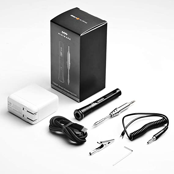 SainSmart Upgraded TS80P Portable Soldering Iron with Adjustable Temperature, Auto Sleep Mode, Fast Internal Heating, OLED Display, Complete Kit with TS-B02Tip & 12V/3A PD2.0 Charger USB Type C Cable