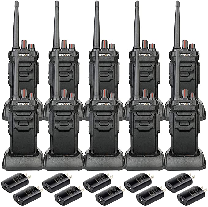 Case of 10,Retevis RT48 Long Range Walkie Talkies Waterproof, Two Way Radios Rechargeable, Emergency Alarm,2 Way Radios for Warehouse Construction