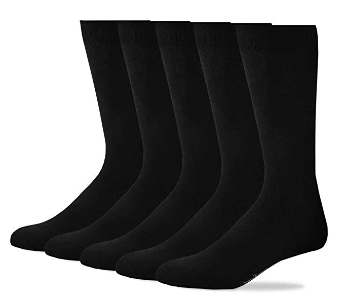 Dockers Men's 5 Pack Classics Dress Flat Knit Crew Socks