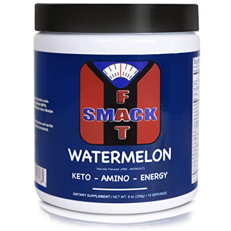 Smackfat Keto Amino Energy - Keto Pre Workout Powder - BHB Exogenous Ketones   BCAAS Amino Acids (Amino9)   TeaCrine - Keto Powder for Weight Loss (Watermelon)
