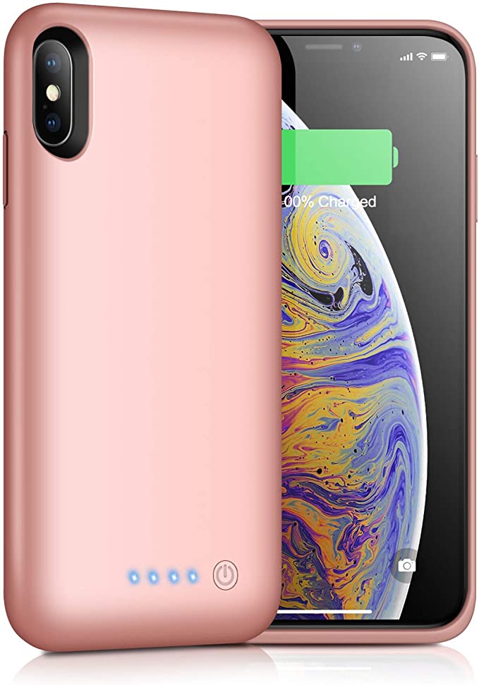 Battery Case for iPhone X/XS/10, 6500mAh Upgraded Rechargeable Charger Case Portable Extended Charging Case for iPhone Xs Protective Phone Backup Battery Pack for iPhone X/10 (5.8 inch) (Gold)