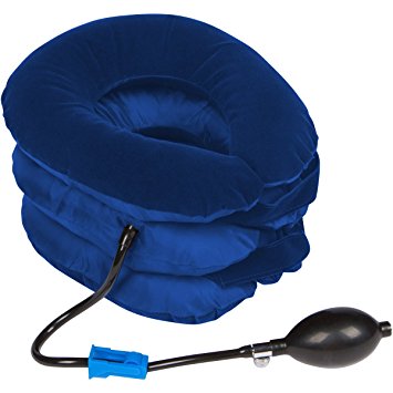 Cervical Neck Traction Device by NONPAREIL - Neck Pain Relief & Improved Spine Alignment (Royal Blue)