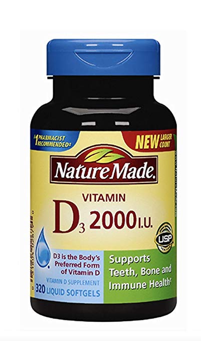 Nature Made Vitamin D3 2000 (50mcg) IU Softgels 320 Ct (Packaging may vary)