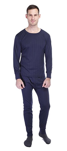 Men's Lightweight Ultra Soft Cotton Fleece Lined Thermal Underwear Long John Set