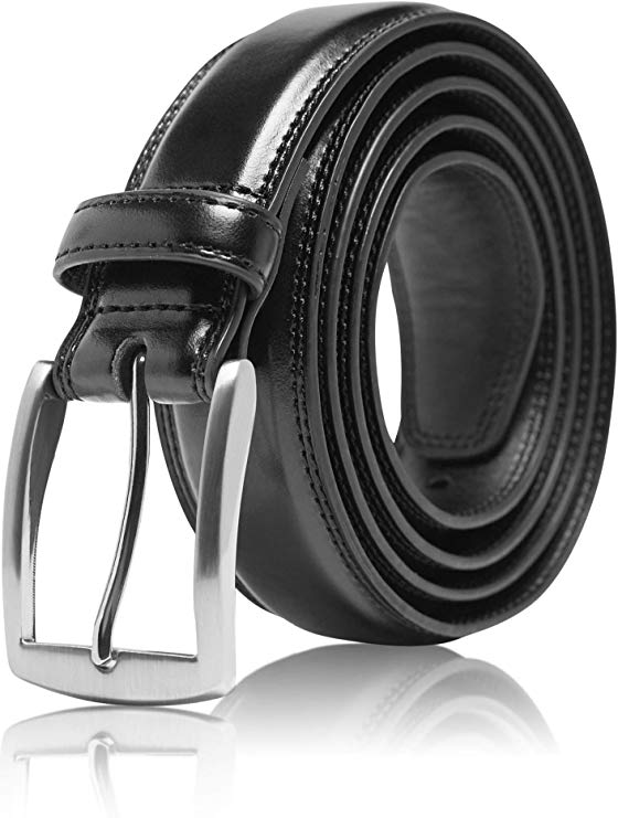 Genuine Leather Dress Belts For Men - Mens Belt For Suits, Jeans, Uniform With Single Prong Buckle - Designed in the USA