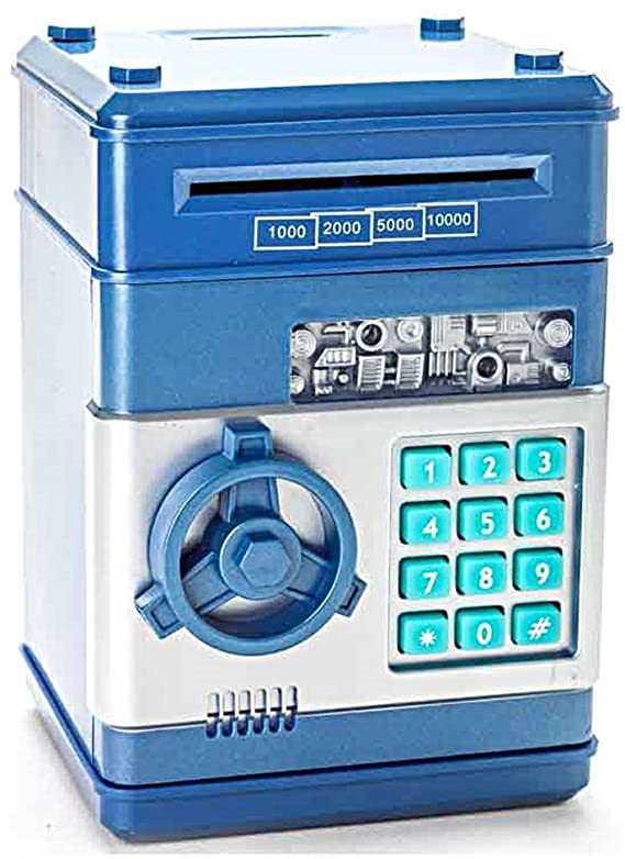 Stylebeauty Electronic Password Piggy Bank Cash Coin Can Money Locker Auto Insert Bills Safe Box Password ATM Bank Saver Birthday Gifts for Kids ( Blue )