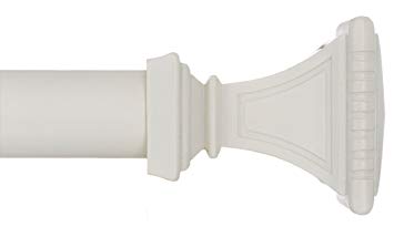 Ivilon Treatment Window Curtain Rod - Carved Square Finials, 1 1/8 in Rod, 28 to 48 in. White/Ivory