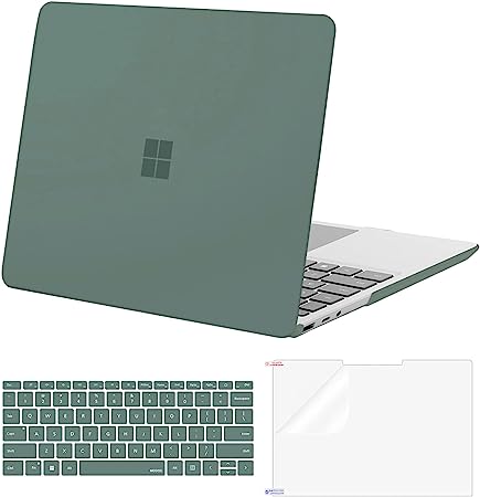 MOSISO Case Only Compatible with Microsoft Surface Laptop Go 2/1 12.4 inch 2022 2020 Release (Models: 2013 & 1943), Protective Plastic Hard Shell Case&Keyboard Cover&Screen Protector, Emerald Green