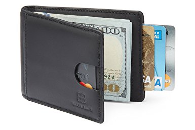 BRAVE BROS - Slim Bifold Genuine Leather front Pocket Wallet with Money Clip RFID Blocking Thin Minimalist Wallets for Men
