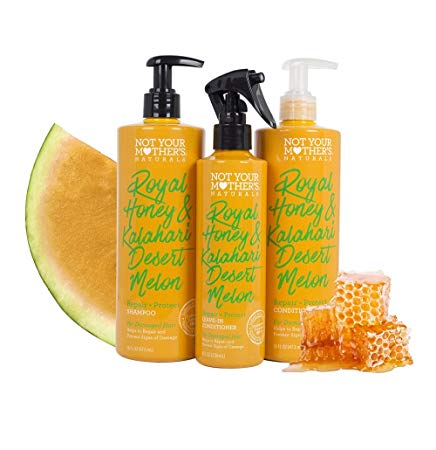 Not Your Mothers Naturals Royal Honey & Kalahari Desert Melon Hair Care Set, Shampoo, Conditioner, Leave-In Spray (Pack of 3)