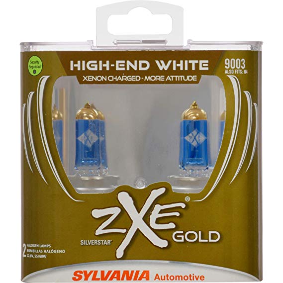 SYLVANIA - 9003 (H4) SilverStar zXe GOLD High Performance Halogen Headlight Bulb - Headlight & Fog Light, Bright White Light Output, Best HID Alternative, Xenon Charged Technology (Contains 2 Bulbs)