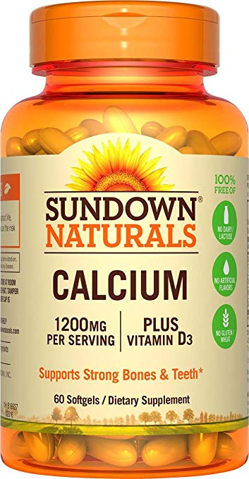 Sundown Naturals Calcium 1200 Plus Vitamin D3 1000 IU, 60 Liquid Filled Softgels