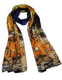 Dahlia Womens 100 Luxury Long Silk Scarf - Van Goghs Art Collection