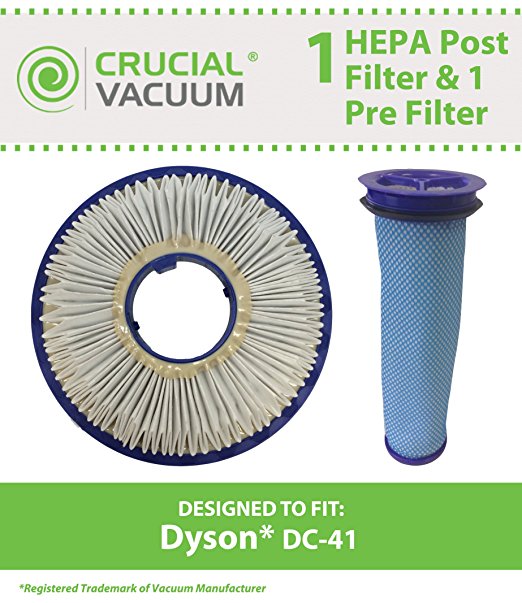 Washable & Reusable Pre-Filter and Post-Motor HEPA Filter for Dyson DC41/DC65 Vacuums; Compare to Dyson Part Nos. 920769-01 & 920640-01; Designed & Engineered by Think Crucial