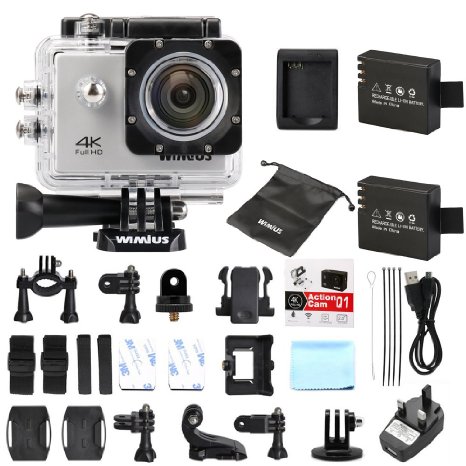 4K Waterproof Sports Action Camera WiFi FHD 1080P 2.0 Inch Helmet Camera 16MP 170 Degree Wide Angle DVR Camcorder