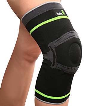 Tech Ware Pro Knee Compression Sleeve Support with Side Stabilizers & Patella Gel Pad for Arthritis, Joint Pain Relief & Injury Recovery. Non Slip Comfort for Sports, Running, Basketball. Single Pack