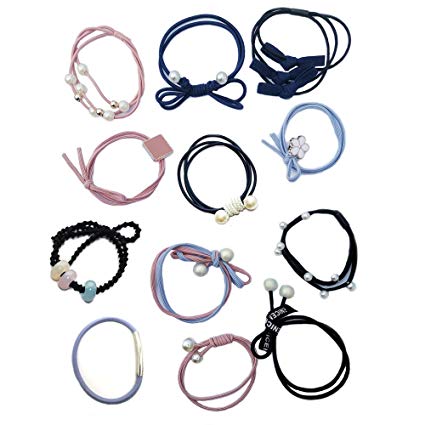 Women's Elastics No Damage Hair Ties(A variety of styles with 12 pcs packing)