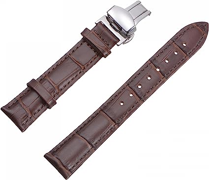 uxcell Multiple Sizes Leather Watch Band Quick Release Deployment Buckle Cowhide Watch Strap with Exquisite Box for Men and Women