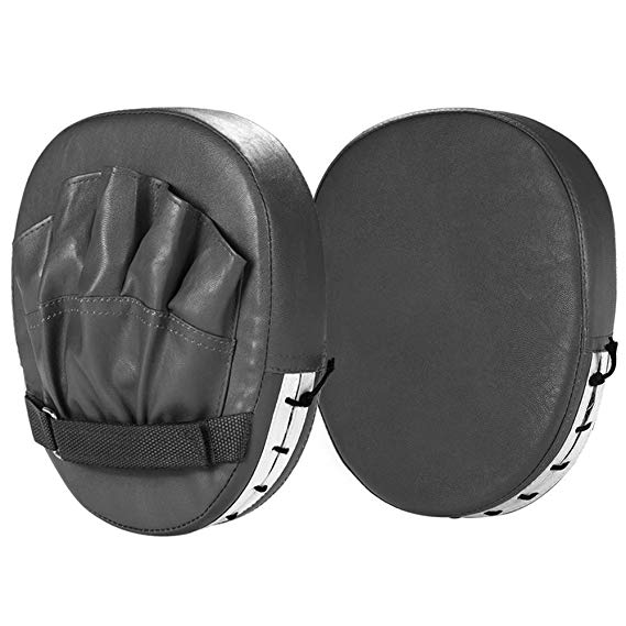 Yaheetech 2PCS PU Leather MMA Boxing Punch Mitts (Black)