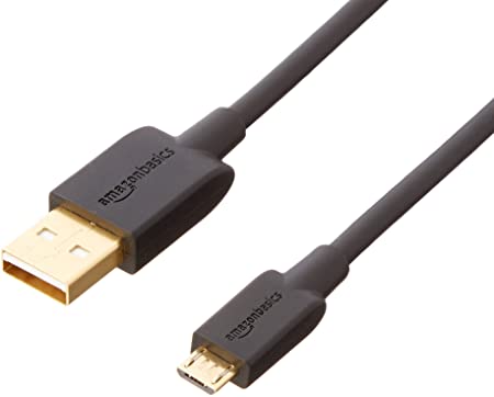 AmazonBasics USB 2.0 A-Male to Micro B Charging Cable - 10 Feet, Black, 5-Pack